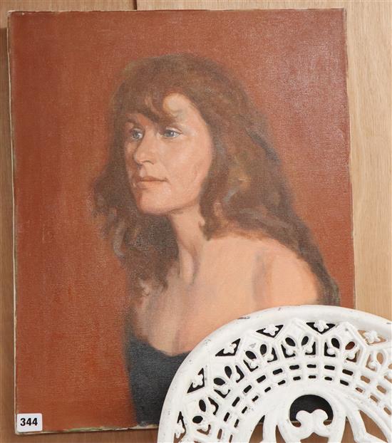 Peter Bryan Wardle, oil on canvas, Portrait of a lady, 56 x 46cm, unframed